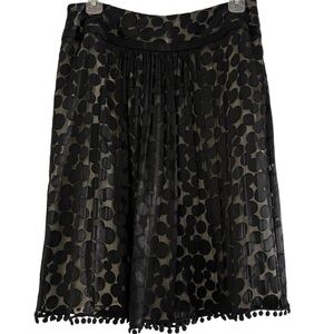 Sara Jane Women Black Casual Skirt 8 With Polka Dot Overlay Lined